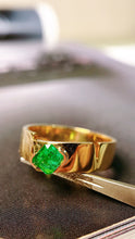 Load image into Gallery viewer, LUOWEND 18K Yellow Gold Real Natural Emerald Ring for Women