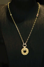 Load image into Gallery viewer, LUOWEND 18K Yellow Gold Natural Ruby&Diamond Necklace for Women