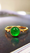 Load image into Gallery viewer, LUOWEND 18K Yellow Gold Real Natural Emerald Ring for Women