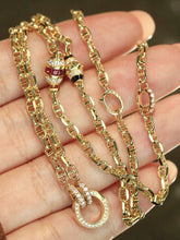 Load image into Gallery viewer, LUOWEND 18K Yellow Gold Natural Ruby&Diamond Necklace for Women