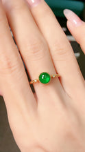 Load image into Gallery viewer, LUOWEND 18K Yellow Gold Real Natural Emerald Ring for Women