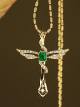 Load image into Gallery viewer, LUOWEND 18K Yellow Gold Natural Emerald Pendant for Women