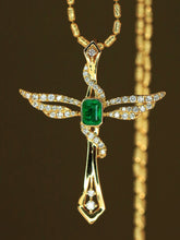 Load image into Gallery viewer, LUOWEND 18K Yellow Gold Natural Emerald Pendant for Women