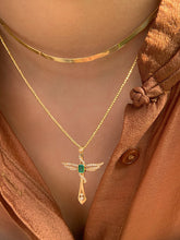 Load image into Gallery viewer, LUOWEND 18K Yellow Gold Natural Emerald Pendant for Women