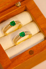 Load image into Gallery viewer, LUOWEND 18K Yellow Gold Real Natural Emerald Ring for Women
