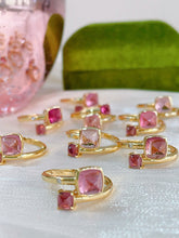 Load image into Gallery viewer, LUOWEND 18K Yellow Gold Natural Pink Tourmaline Ring for Women