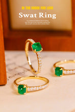 Load image into Gallery viewer, LUOWEND 18K Yellow Gold Real Natural Emerald Ring for Women