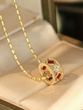 Load image into Gallery viewer, LUOWEND 18K Yellow Gold Fine Jewelry Natural Ruby Pendant for Women