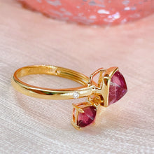 Load image into Gallery viewer, LUOWEND 18K Yellow Gold Natural Pink Tourmaline Ring for Women