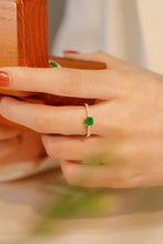 Load image into Gallery viewer, LUOWEND 18K Yellow Gold Real Natural Emerald Ring for Women