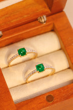 Load image into Gallery viewer, LUOWEND 18K Yellow Gold Real Natural Emerald Ring for Women
