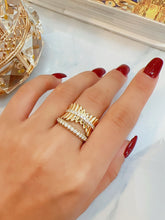 Load image into Gallery viewer, LUOWEND 18K Yellow Gold Natural Diamond Ring for Women
