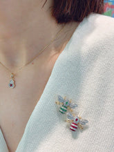 Load image into Gallery viewer, LUOWEND 18K Yellow Gold Natural Ruby/Emerald Pendant for Women