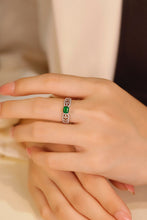 Load image into Gallery viewer, LUOWEND 18K White Gold Real Natural Emerald Ring for Women