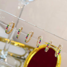 Load image into Gallery viewer, LUOWEND 18K Yellow Gold Natural Color Sapphire Earrings for Women