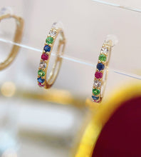 Load image into Gallery viewer, LUOWEND 18K Yellow Gold Natural Color Sapphire Earrings for Women