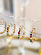 Load image into Gallery viewer, LUOWEND 18K Yellow Gold Natural Color Sapphire Earrings for Women