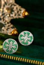 Load image into Gallery viewer, LUOWEND 18K White Gold Real Natural Emerald Natural Diamond Earrings for Women