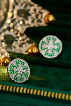 Load image into Gallery viewer, LUOWEND 18K White Gold Real Natural Emerald Natural Diamond Earrings for Women