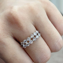 Load image into Gallery viewer, LUOWEND 18K White Gold Natural Diamond Ring for Women