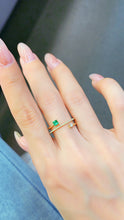 Load image into Gallery viewer, LUOWEND 18K Yellow Gold Real Natural Emerald and Diamond Gemstone Ring for Women