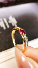 Load image into Gallery viewer, LUOWEND 18K Yellow Gold Real Natural Ruby and Diamond Gemstone Ring for Women