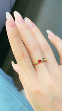 Load image into Gallery viewer, LUOWEND 18K Yellow Gold Real Natural Ruby and Diamond Gemstone Ring for Women
