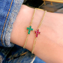 Load image into Gallery viewer, LUOWEND 18K Yellow Gold Natural Emerald Bracelet for Women
