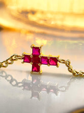 Load image into Gallery viewer, LUOWEND 18K Yellow Gold Natural Ruby Bracelet for Women