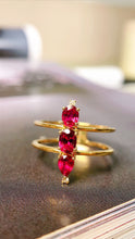 Load image into Gallery viewer, LUOWEND 18K Yellow Gold Real Natural Ruby and Diamond Gemstone Ring for Women