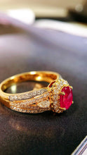 Load image into Gallery viewer, LUOWEND 18K Yellow Gold Real Natural Ruby Ring for Women