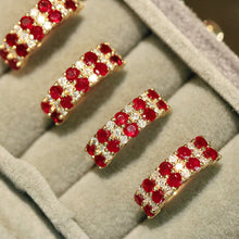 Load image into Gallery viewer, LUOWEND 18K Yellow Gold Fine Jewelry Natural Ruby Earrings for Women