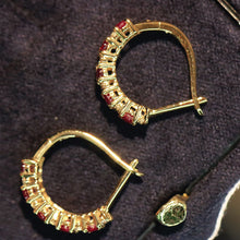 Load image into Gallery viewer, LUOWEND 18K Yellow Gold Fine Jewelry Natural Ruby Earrings for Women
