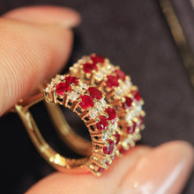 Load image into Gallery viewer, LUOWEND 18K Yellow Gold Fine Jewelry Natural Ruby Earrings for Women