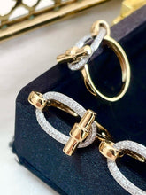 Load image into Gallery viewer, LUOWEND 18K White+Yellow Gold Natural Diamond Ring for Women