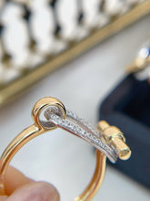 Load image into Gallery viewer, LUOWEND 18K White+Yellow Gold Natural Diamond Ring for Women