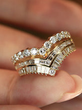 Load image into Gallery viewer, LUOWEND 18K White/Yellow Gold Real Natural Diamond Ring for Women