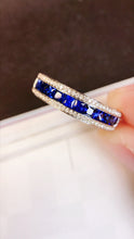 Load image into Gallery viewer, LUOWEND 18K White Gold Real Natural Sapphire Ring for Women
