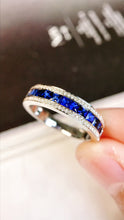 Load image into Gallery viewer, LUOWEND 18K White Gold Real Natural Sapphire Ring for Women
