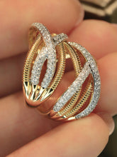 Load image into Gallery viewer, LUOWEND 18K Yellow Gold Fine Jewelry Real Natural Diamond Ring for Women