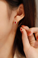 Load image into Gallery viewer, LUOWEND 18K Rose Gold Real Natural Ruby and Diamond Stud Earrings for Women