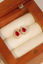 Load image into Gallery viewer, LUOWEND 18K Rose Gold Real Natural Ruby and Diamond Stud Earrings for Women