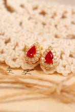 Load image into Gallery viewer, LUOWEND 18K Rose Gold Real Natural Ruby and Diamond Stud Earrings for Women