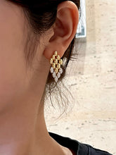 Load image into Gallery viewer, LUOWEND 18K Yellow Gold Natural Diamond Drop Earrings for Women
