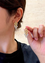 Load image into Gallery viewer, LUOWEND 18K Yellow Gold Natural Diamond Drop Earrings for Women