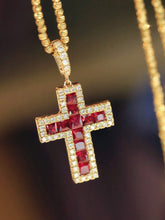 Load image into Gallery viewer, LUOWEND 18K Yellow Gold Fine Jewelry Real Natural Ruby Pendant for Women