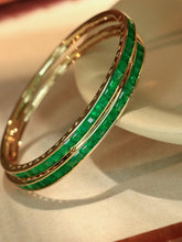 Load image into Gallery viewer, LUOWEND 18K Yellow Gold Natural Emerald Bangle for Women
