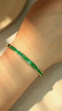 Load image into Gallery viewer, LUOWEND 18K Yellow Gold Natural Emerald Bangle for Women