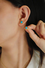 Load image into Gallery viewer, LUOWEND 18K Yellow Gold Real Natural Turquoise Earrings for Women