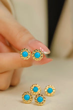 Load image into Gallery viewer, LUOWEND 18K Yellow Gold Real Natural Turquoise Earrings for Women